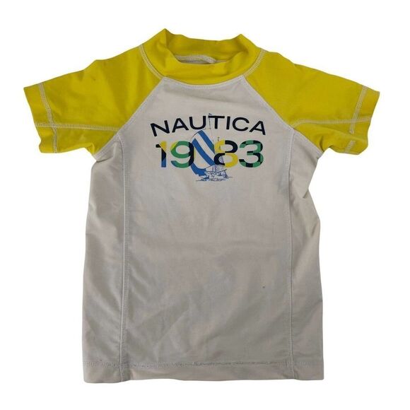 Nautica Rash Guard Retro 1923 Sailing Preppy Toddle Boy Short Sleeve 5T Swim Top - Picture 1 of 6